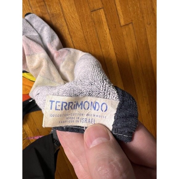 Vintage 80s TerriMondo Retro Rainbow Beach Towel 52x26 100% Cotton Israel - Picture 5 of 7